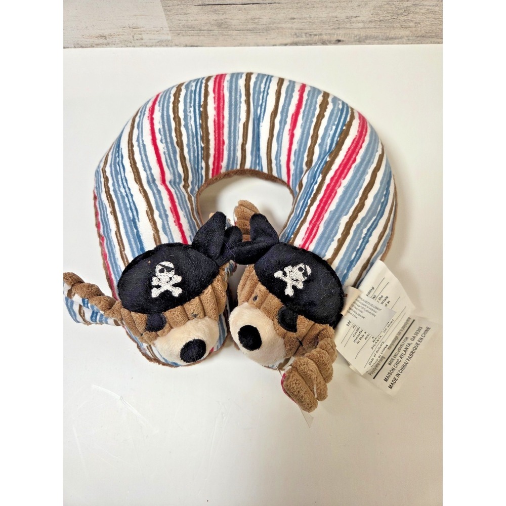 Maison Chic Patch the Pirate Dog Travel Neck Pillow Plush Kids U-Shaped Pillow N